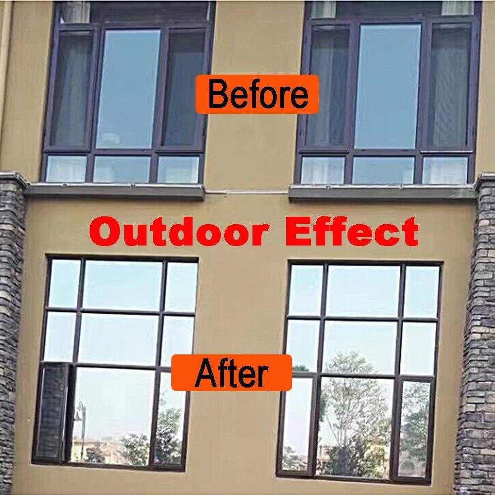 FILMGOO Window Film One Way Mirror Film Daytime Privacy Static Non-Adhesive Decorative Heat Control Anti UV Window Tint for Home and Office (Tee Silver - Image 5