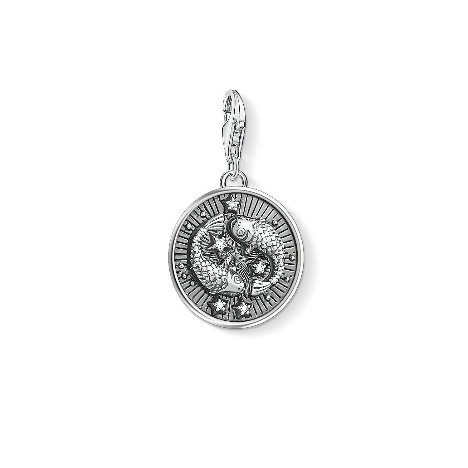 Thomas Sabo Women Charm Pendant Zodiac Sign Pisces Charm Club 925 Sterling Silver 1639-643-21