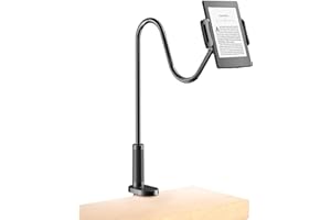 Gooseneck Holder for Kindle Reading in Bed, Hands Free Desk Bedside Lazy Arm Stand for Kindle Accessories, Compatible with iP
