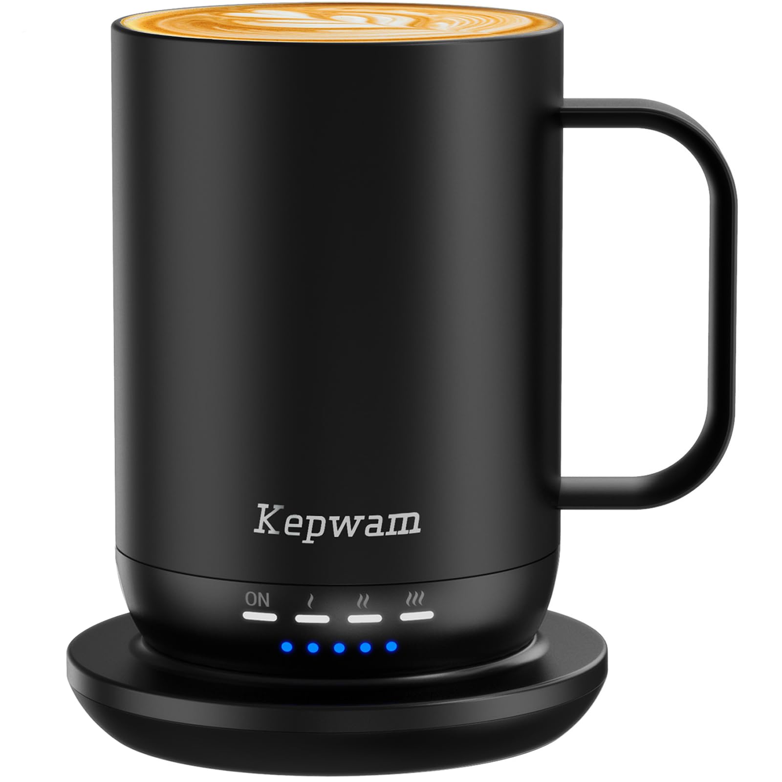 View 1 of (CHARTERING PAD IS DAMAGED) Kepwam Self Heating Coffee Mug T1-16oz Fast Heating & Ultra Long-Lasting Battery Life, Heated Coffee Mug Up to 149? - Touch & App Controlled Coffee Mug, Birthday Gifts for Women and Men
