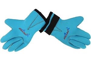 1 Pair 3mm Neoprene Kids Diving Gloves, Thermal and Skid-Resistant Wetsuit Gloves for Swimming, Surfing, Snorkeling, Navy, Si