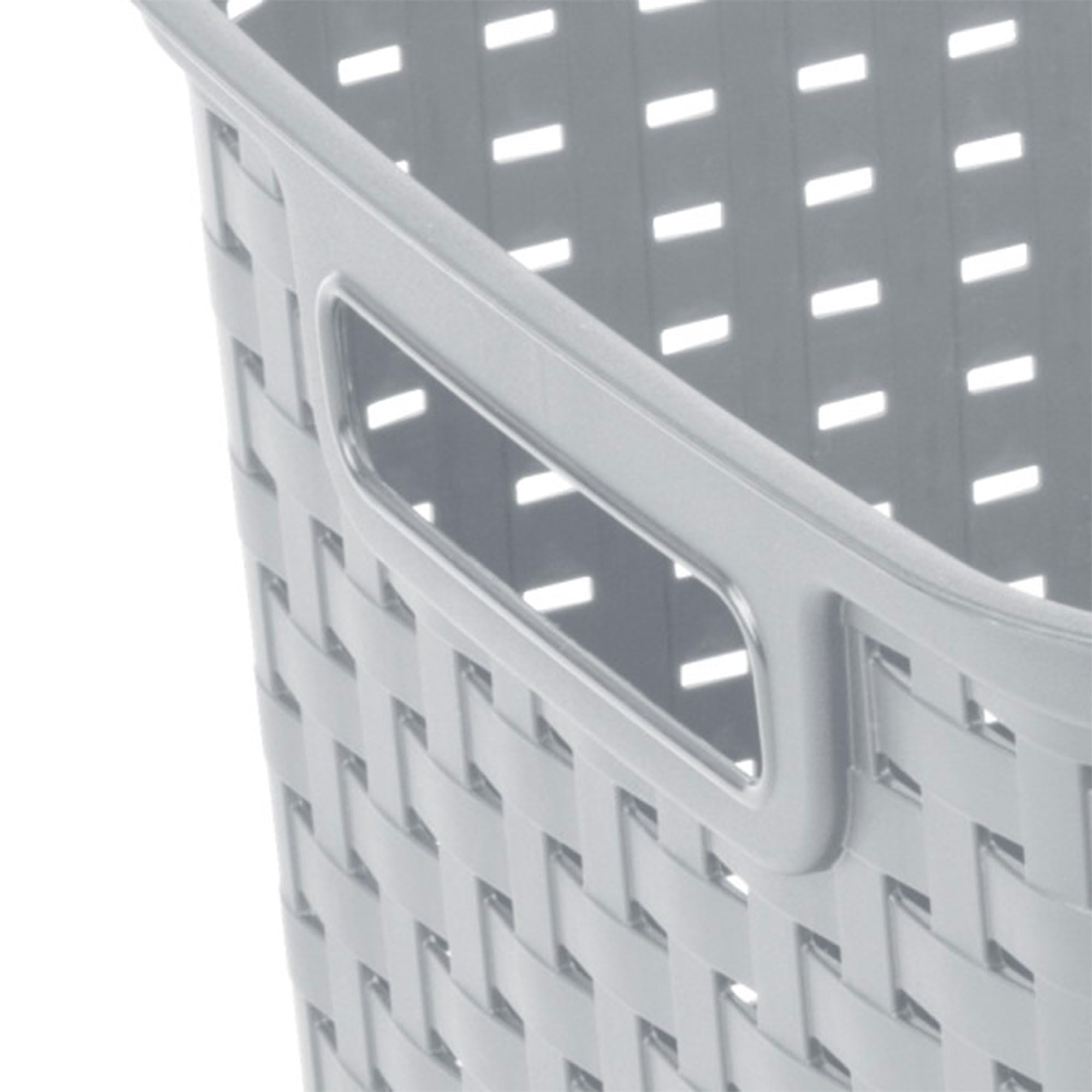 Sterilite 6-Pack Tall Weave Basket, Wicker-Style Plastic Open Storage Bin, Cement Gray - Multi-Purpose Decorative Organizer for Laundry Area, Shelves, Closets, Pantries, Living Rooms or Offices