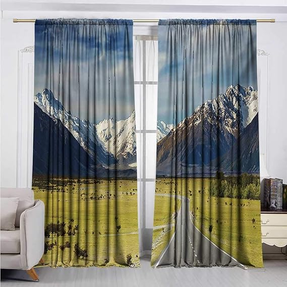 DESPKONHOME Room Darkening Curtains,Mountain Landscape with Road and