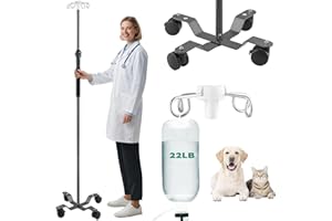 Crilealym IV Pole with Wheels,47 to 100In Infusion Floor Stand Telescopic with 4 Hooks IV Bag Holder Stand Portable Feeding Pump Stand Gray Wrinkled Tube Extension Pole IV Influsion Pole