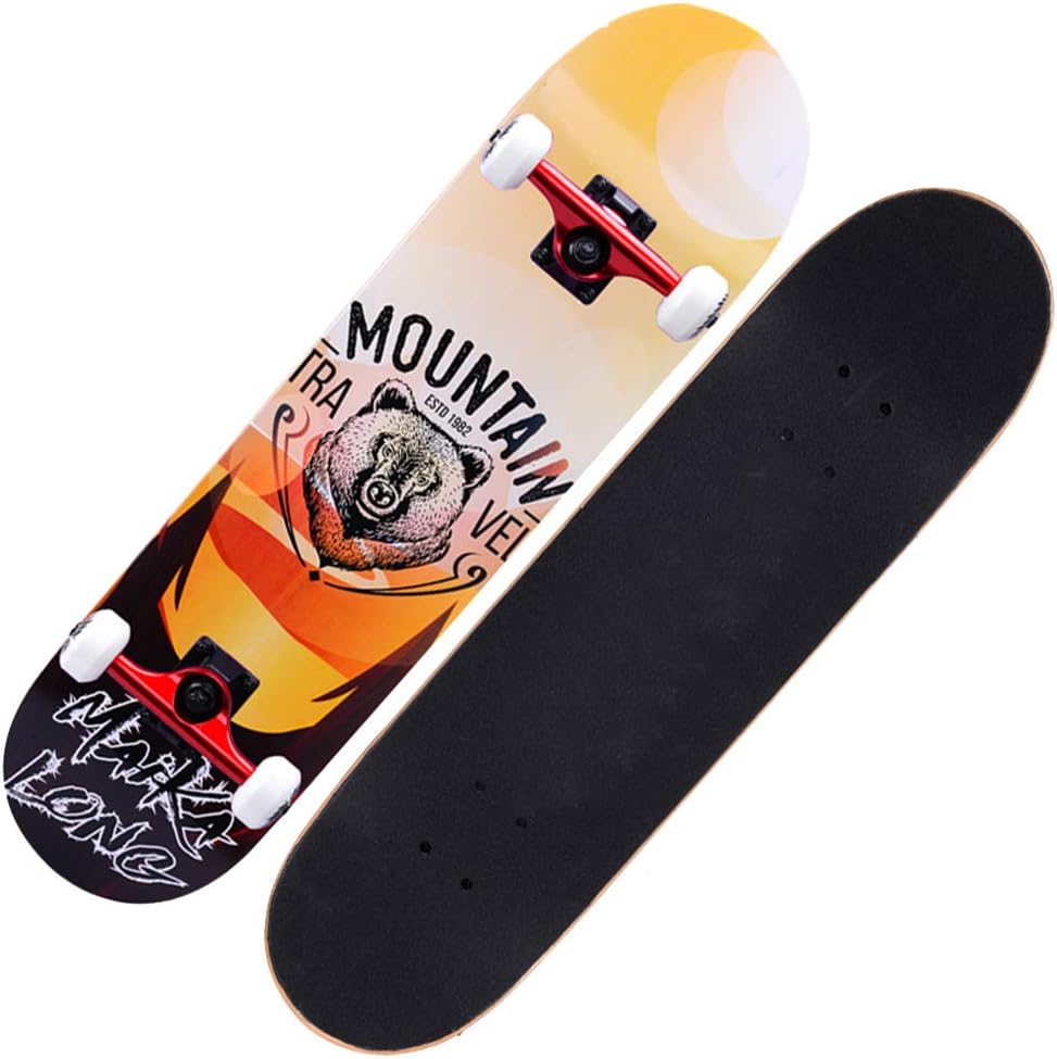 NENGGE Complete Cruiser Concave Skateboard, Professional Double Kick Trick Skateboards for Adult Kids Beginners Girls Boys 79X20X10CM