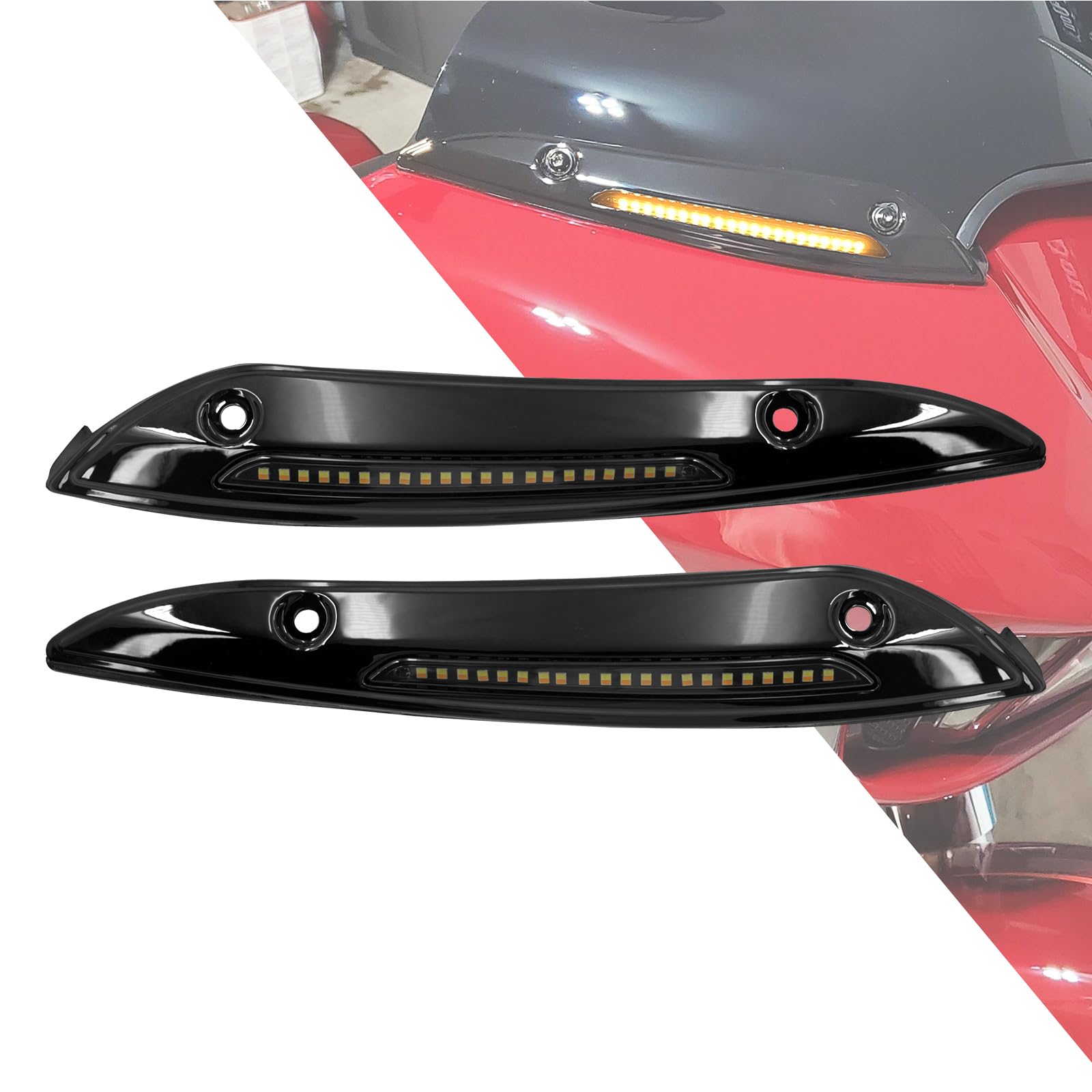 Photo 1 of HDBUBALUS Motorcycle LED Windshield Trim Light Running Turn Signal Lights Fit For Harley Touring Road Glide FLTRX FLTRXS FLTRK 2015-up Black
