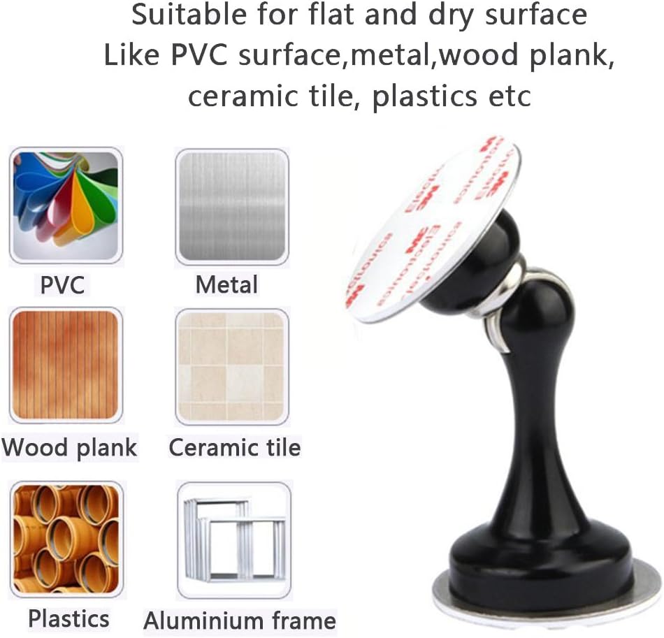 Magnetic Door Stopper Adhesive Black Door Stop Wall Floor Mount Stainless Steel Magnetic Door Catch Holder Wall Protector, No Drill - Image 5