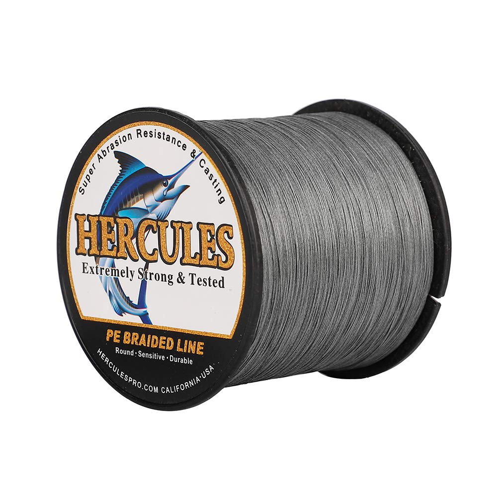 Hercules Super Cast 500M 547 Yards Braided Fishing Line 30 LB Test for Saltwater Freshwater PE Braid Fish Lines Superline 8 Strands - Grey, 30LB (13.6KG), 0.28MM