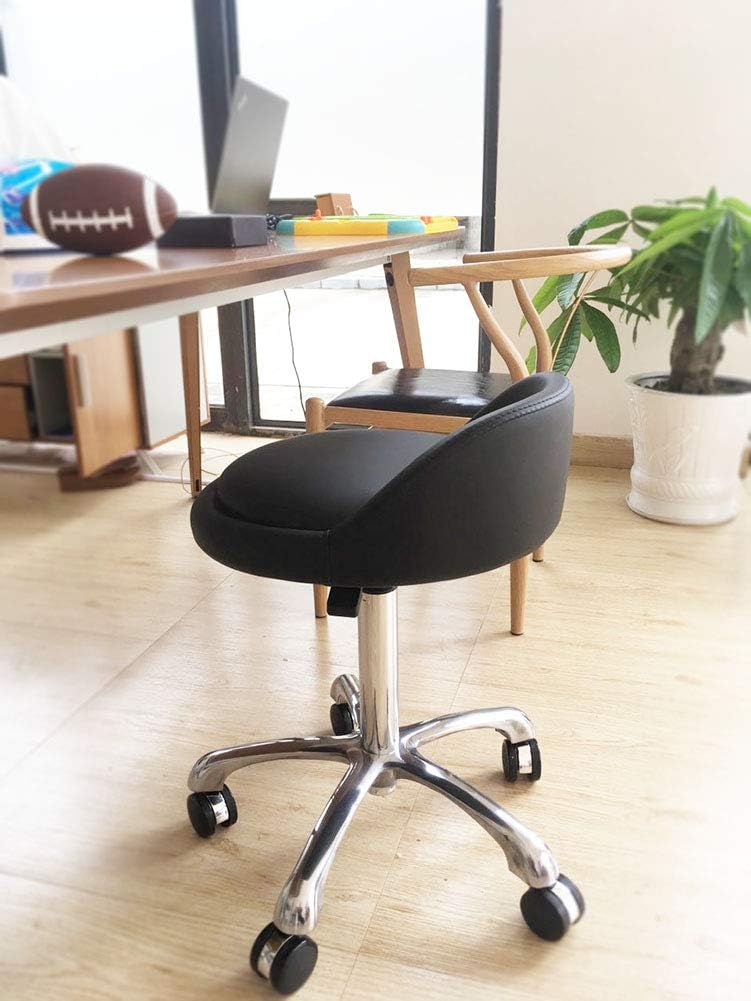 FRNIAMC Upgraded Salon Stool Adjustable Height Hydraulic Rolling Swivel Stool Chair with Wheels with Backrest for Tattoo Facial Massage Spa Medical Shop Home Office (Black): Kitchen & Dining