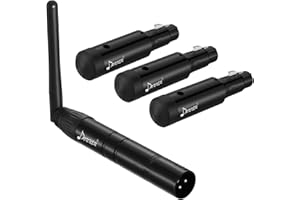 Donner Wireless DMX512 DJ 2.4G DMX Wireless Controller 3 Receivers with Built-in Battery & Light Dome & 1 Transmitter Stage Lighting Control for LED Stage Disco Party Bar Lighting 4pcs Black