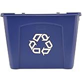 Rubbermaid Commercial Products Stackable Recycling Bin, 14 Gallon, Blue Storage Container, for Garage/Kitchen use for Boxes/Paper Recycle (Pack of 1)