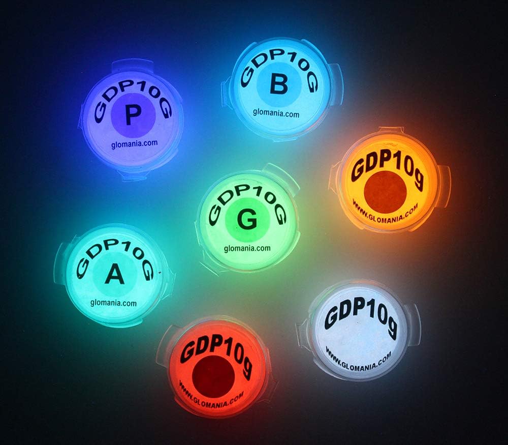 Glow in The Dark Pigment Powder Day Invisible White Neutral Day Colored Phosphorescent Resin Craft Paint Additive Sets (7 Color Invisible Set, 10g)