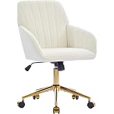 YITAI Velvet Office Desk Chair with Wheels and Gold Base,Modern Height Adjustable 360 Degree Swivel Upholstered Vanity Chairs