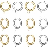 DICOSMETIC Round Earring Hooks Huggie Hoop Earring Findings Stainless Steel Earrings Hoop with Loop Chunky Hoop Earring Sets for DIY Jewelry Making