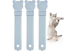OKAMMY Cat Treat Squeeze Spoon Dispenser - Multifunctional Lickable Wet Cat Treat Dispenser for Cat Liquid Snack Cat Feeding Food Storage and Easy Hanging Cat Food Feeding Spoon (3 grey)