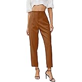 JEAAMKSSER Women's High Waisted Business Trousers Straight Leg Pleated Office Slacks Pants