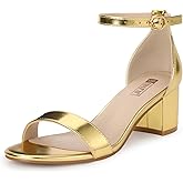 IDIFU Women's Cookie-LO Low Block Heels Chunky Sandals Ankle Strap Wedding Dress Pump Shoes