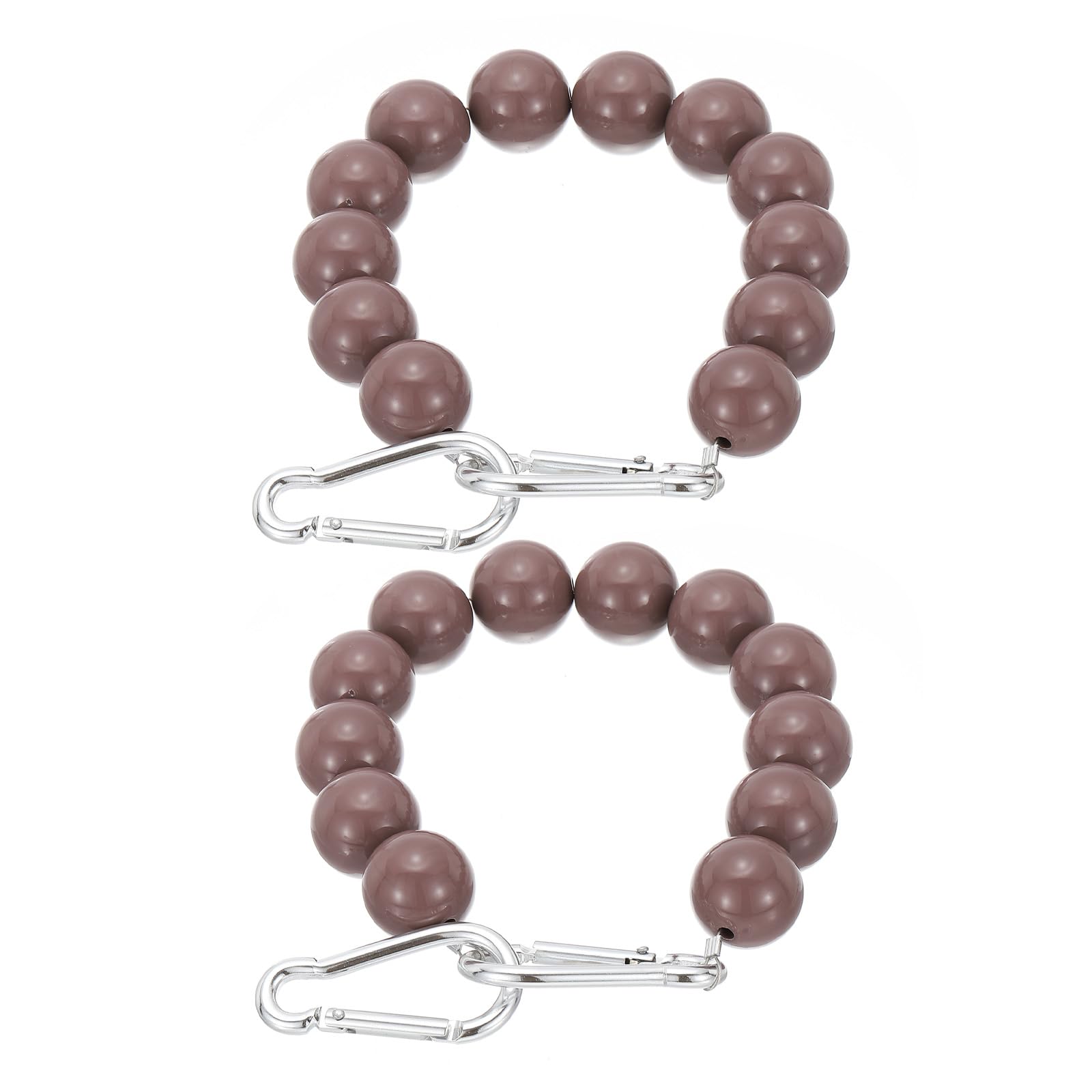 PATIKIL Flagpole Retainer Ring Flag Pole Accessories, 2 Pcs Flag Beaded Mount Ring Keep Flag Close to Pole Weight with Stainless Steel Cable for Indoor Outdoor Flagpole, Brown, 3"