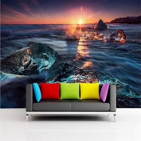 Amazon Bosakp カスタム壁紙写真ゴージャスなビーチの日の出風景カスタム壁画リビングルームバルコニー装飾背景壁紙 360x250cm 壁紙