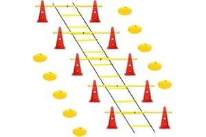 ASENVER Hurdle Ladder Triangle Marker Cone Pad Disk Hurdle Multifunctional Set