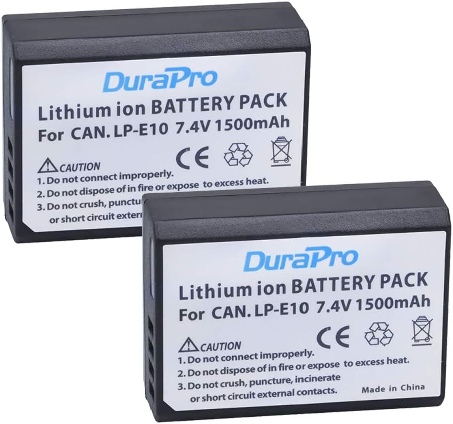 DuraPro 2Packs LP-E10 Battery + Slim LCD Dual USB Charger for Canon LP-E10; EOS 1100D,1200D,1300D,1500D,2000D, Rebel T3, T5 - Image 4