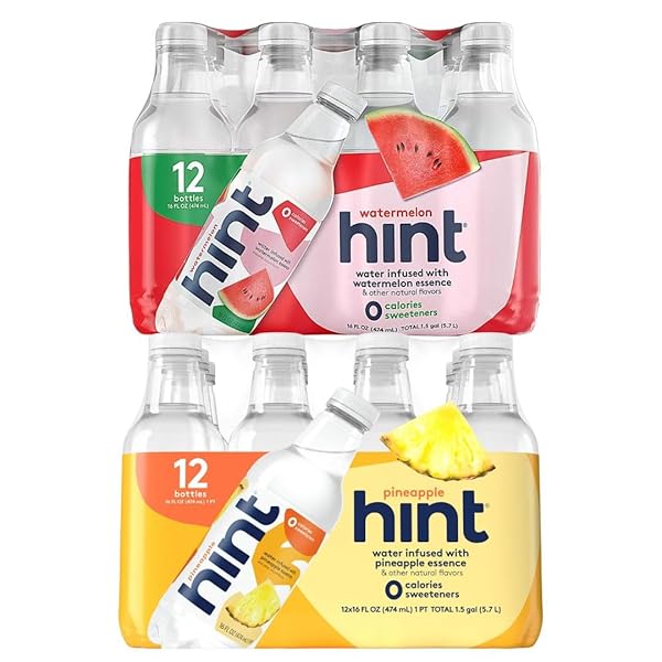 HINT WATER WATERMELON AND PINEAPPLE, 12 BOTTLES WATERMELON...