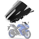 PSLER Windshield Windscreen Double Bubble for YZF R3 R25 2014-2018 2014 2015 2016 2017 2018 (Black)