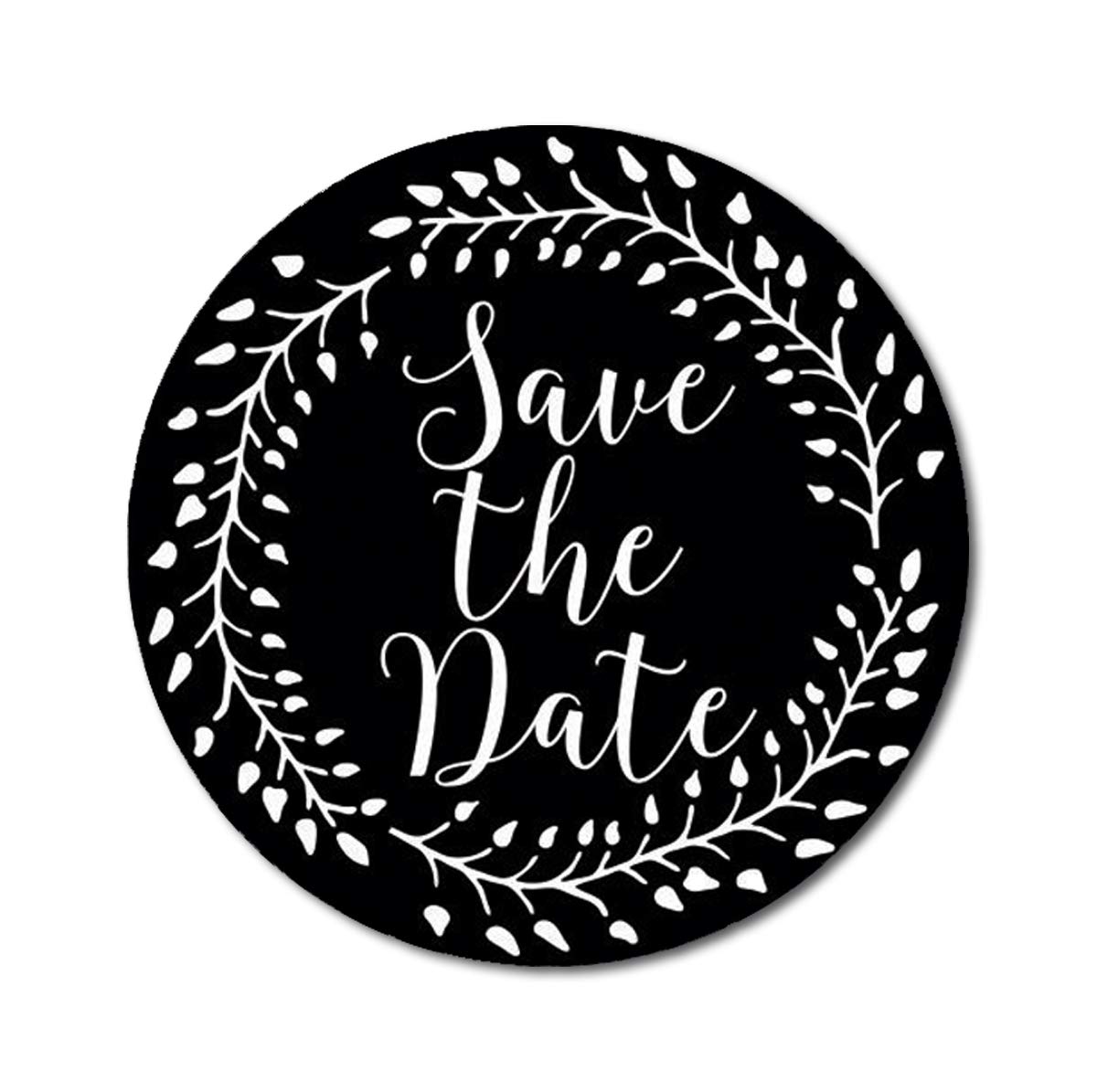 Darling Souvenir Black Round 1.6 Inches Vines Border Save The Date Stickers Non Customized Gift-45 Pcs