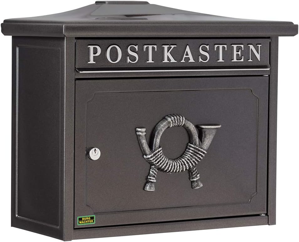 BURG-WÄCHTER Klassischer Briefkasten ohne Zeitungsfach und Namensschild, Verzinkter Stahl, Einwurf-Format DIN C4, Inkl. 2 Schlüssel, Sylt 1883 E, Alteisen