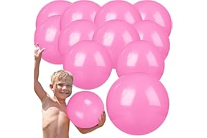 Raiten 12 Pcs Beach Ball Inflatable Beach Balls Large Inflatable Ball Floating Ball for Swimming Pool Party Favors Outdoor Activities Summer Birthday Party Supplies (Light Pink,12 Inch)