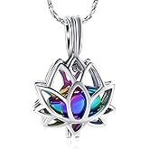 Imrsanl Cremation Jewelry for Ashes - Lotus Flower Ashes Pendant Necklace with Mini Keepsake Urn Memorial Ash Jewelry