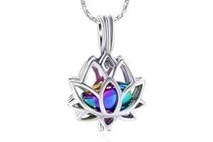 Imrsanl Cremation Jewelry for Ashes - Lotus Flower Ashes Pendant Necklace with Mini Keepsake Urn Memorial Ash Jewelry