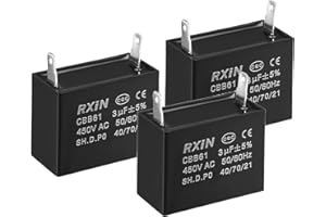YOKIVE 3 Pcs CBB61 Run Capacitor, 450V AC 3uF 50/60Hz Single Insert Run Round Capacitor, Low Loss, Great for Washing Machines