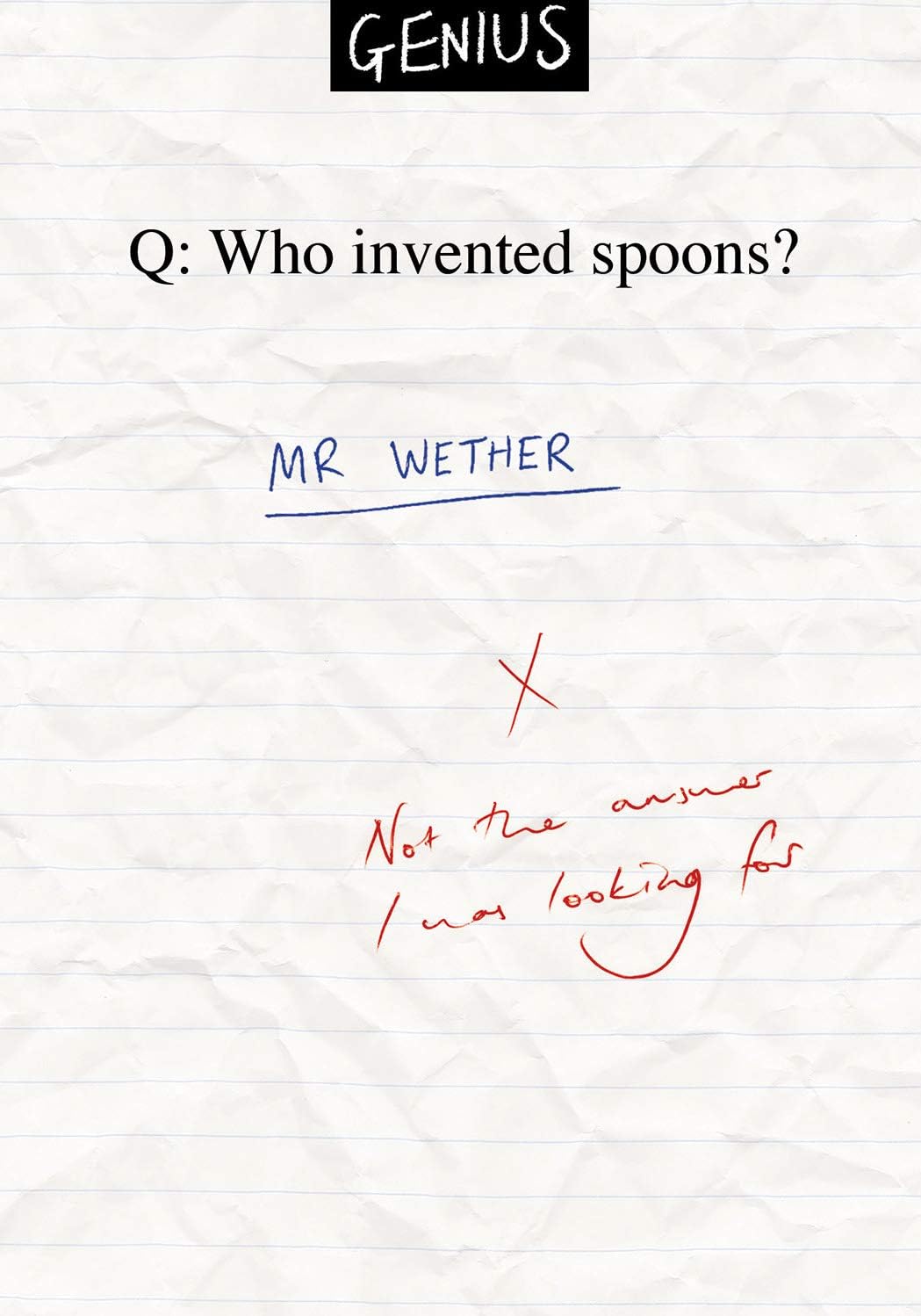 Humorous Funny Blank Greeting Card Who Invented Spoons ? Mr Wether