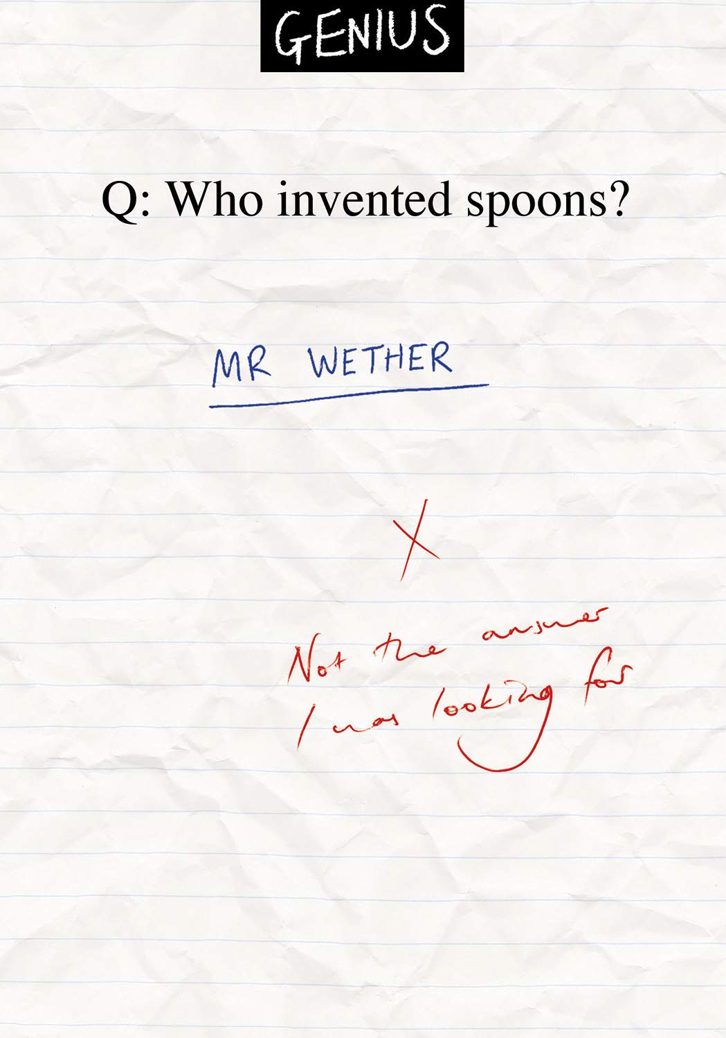 Humorous Funny Blank Greeting Card - Who Invented Spoons ? Mr Wether (Wetherspoons) Genius Range by Ian Blake (WDM-463877) Suitable for Birthdays or Any Occasion