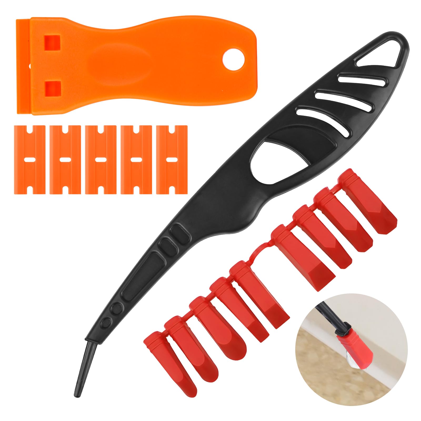 Joint Smoother, 9-in-1 Silicone Squeegee with Plastic Spatula, Versatile Silicone Smoother Joint Smoother, Silicone Joint Squeegee for Windows and Door Joints