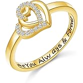 Lonyinlg 18K Gold Rings for Women Non Tarnish Gold Ring 925 Sterling Silver Love Heart Promise Ring for Women Ladies Anniversary Jewelry Gifts for Her