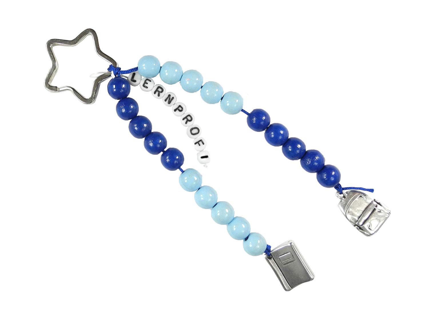Pracht Creatives Hobby 5935-12171 DIY Calculation Chain with Key Ring, Learning Professional, Blue, Craft Set with 20 Rake Beads, as a Gift for School, for the Sugar Bag