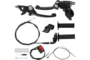 EOPOAYI 7/8" Folding Clutch Brake Lever and Dirt Bike Throttle Assembly Compatible with 70cc 110cc 140cc 150cc SSR 125 Apollo RFZ DBX15 DBX18 TaoTao DB17 DB27 Coolster Xmotos Motorcycle Parts Black