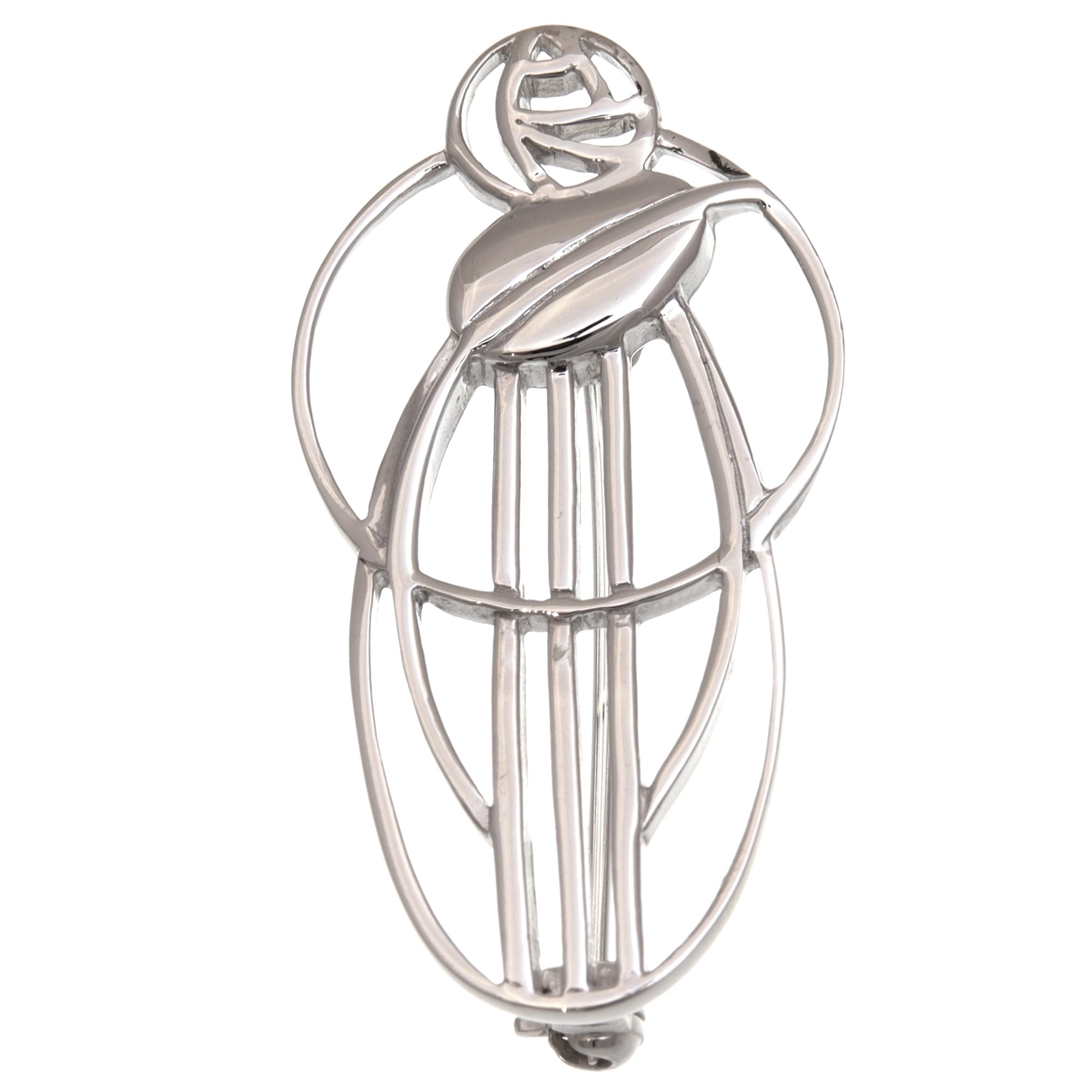 Alexander Castle 925 Sterling Silver Charles Rennie Mackintosh Brooch for Women - Silver Brooch Pin with Jewellery Gift Box - 43mm x 22mm