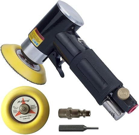 Dyna Living Mini Ponceuse Excentrique Outil Polisseuse Rotative D Angle De Pression Orbitale Air Pneumatique Avec Tampon De Poncage De 50mm Et De 75mm 15000 Rpm Noir Amazon Fr Bricolage