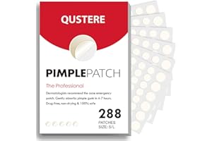 QUSTERE Pimple Patches for Face, Hydrocolloid Acne Patches, Cute Round Shape Zit Covers, Spot Stickers with Tea Tree, Salicylic Acid & Cica Oil| 2 Sizes (9mm, 12mm) |288 Count