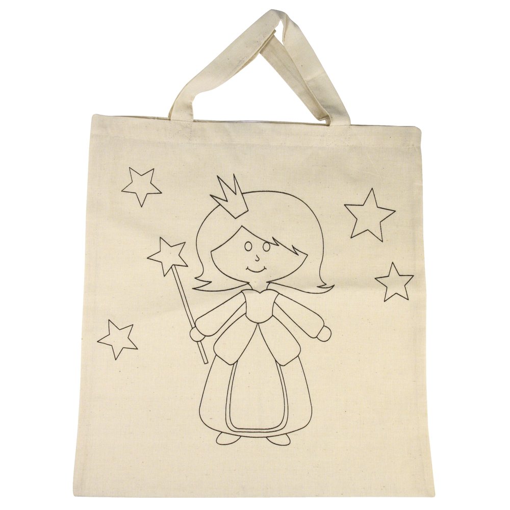 Rayher 3864800 Printed Cotton Bag, Beige, 38 x 42 cm, Prince Motif