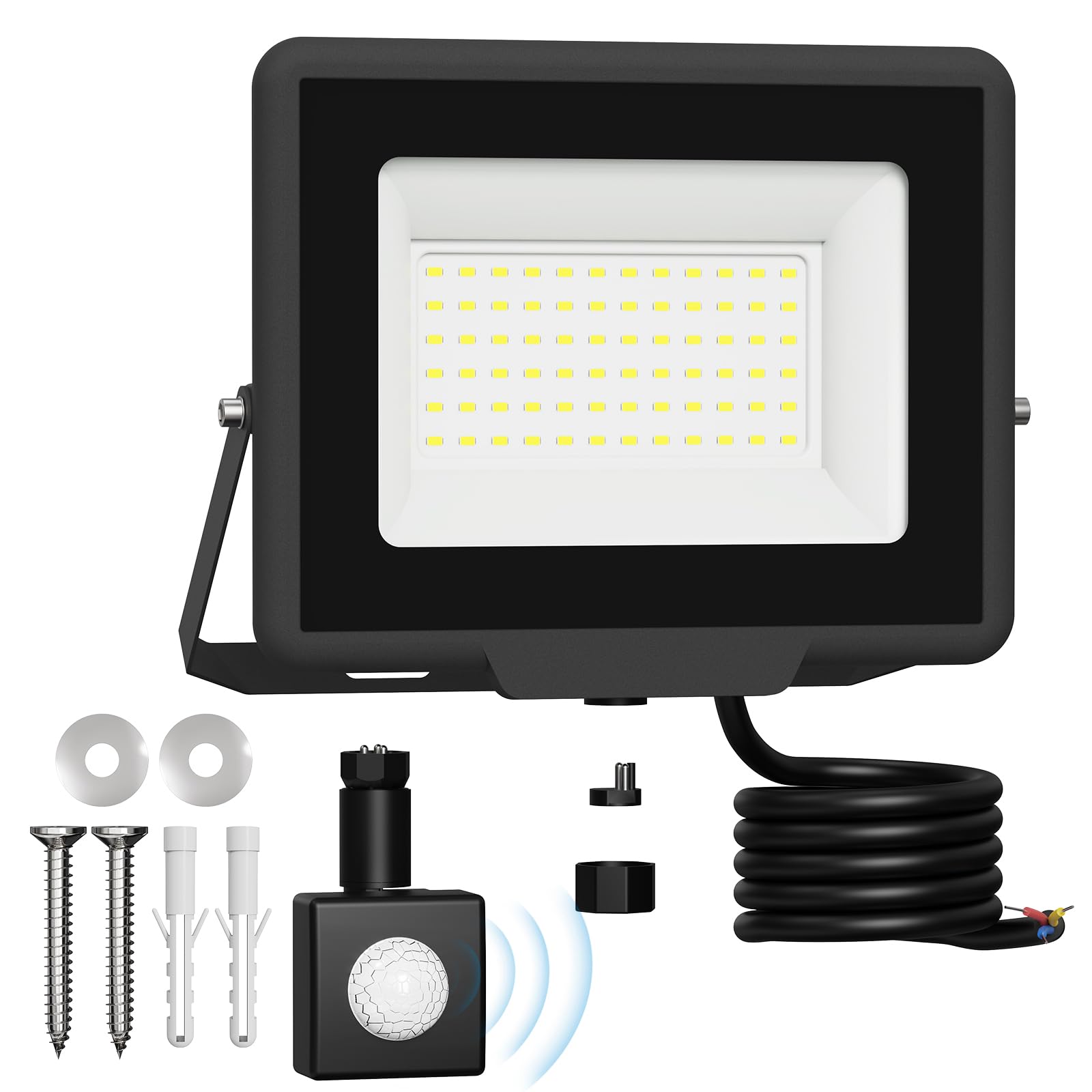 Royana 50W Security Lights Outdoor Motion Sensor :Detachable Sensor Head – 2-in-1 Security & Area Light with 50cm Cable, IP65 Waterproof, Adjustable Motion Detection, Bright LED for Outdoor & Garden