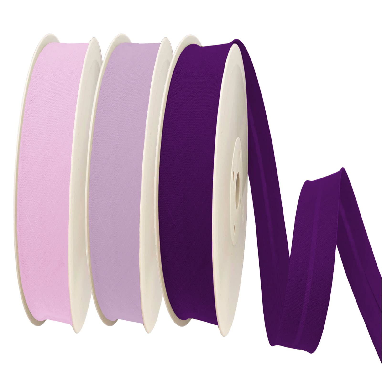 TEXTEX = 30mm Wide Bias Binding Tape. 50% Cotton and 50% Polyester. Pack of 3 Pieces of 10m Each - (Pink/Lilac/Purple)