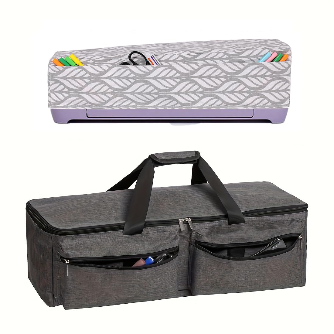 YELAIYEHAO Carrying Bag Compatible with Cricut Explore Air and Maker, Waterproof Tote Bag Compatible with Cricut Explore Air and Supplies (Gray, 2 Pieces)
