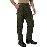 Rothco Relaxed Fit Zipper Fly Tactical BDU Pants – Cargo Hiking EDC Work Uniform, Olive Drab, L