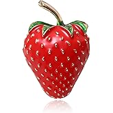 coadipress Cute Strawberry Enamel Brooch Pins for Women Red Strawberry Dripping Oil Fruit Brooches Fashion Elegant Fruit Lapel Pin Badge Jewelry Gift