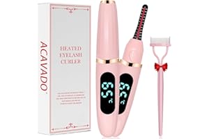 ACAVADO Heated Eyelash Curler, Heated Lash Curler Electric Eyelash Curler with Comb 3 Temp Settings for Makeup Tools for Achieving A Natural Curl and Long Lasting Eyelashes, Designed for Women, Pink，A