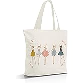Nuhany Ballet Gifts Canvas Tote Bag Aesthetic, Reusable Grocery Shopping Bags, Mother's Day Gifts, Teachers Day Gift, Birthday Christmas Dance Competition Gift (A03)